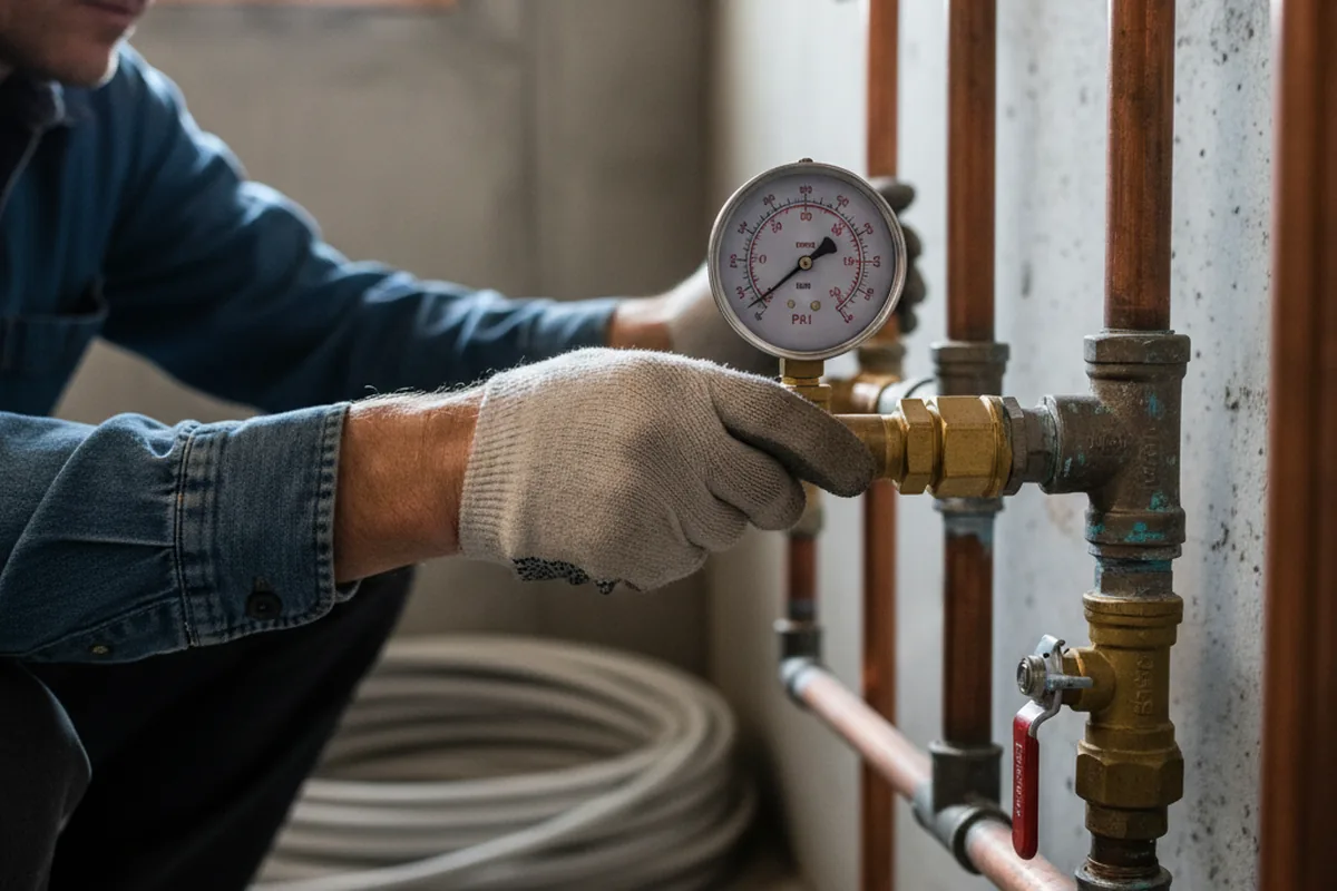 Pressure testing a repaired line during Water Line Repair in Maurepas